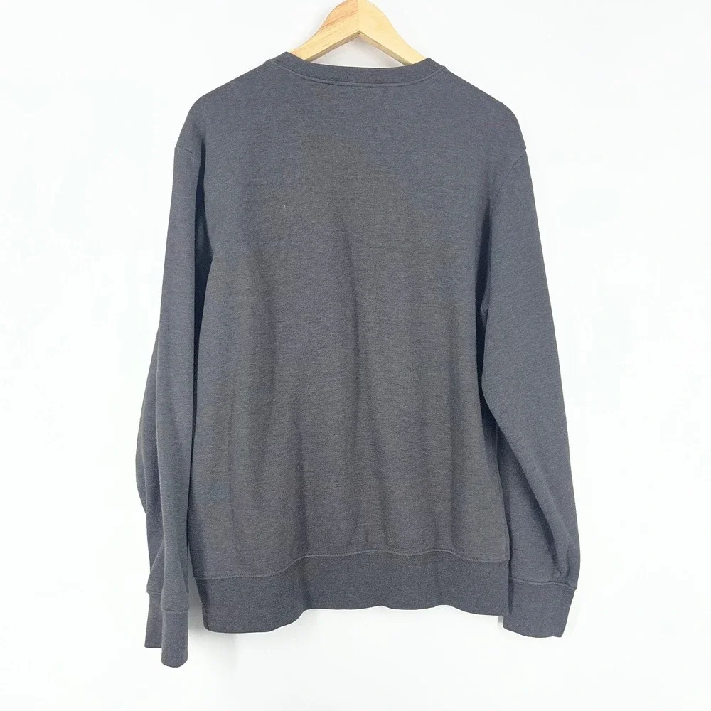 The North Face Mens Crewneck Sweatshirt Charcoal Gray Heather Logo Pullover SZ M